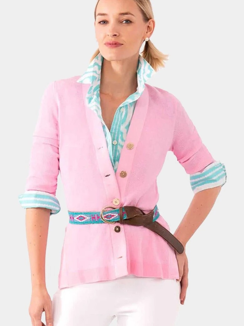 Gretchen Scott Designs Pink Grosgrain Heaven Cardigan